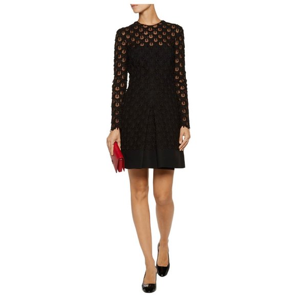 NWT orig $7,900 Auth Valentino black mini lace A-line dress size IT 40 fits US 4